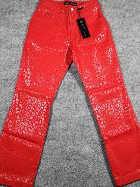 RVT Jeans Co Red Leopard Bootcut Jeans 7/8 NWT Y2K Style